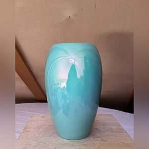 Vintage Teleflora Gift Turquoise Pearlescent Ceramic Vase